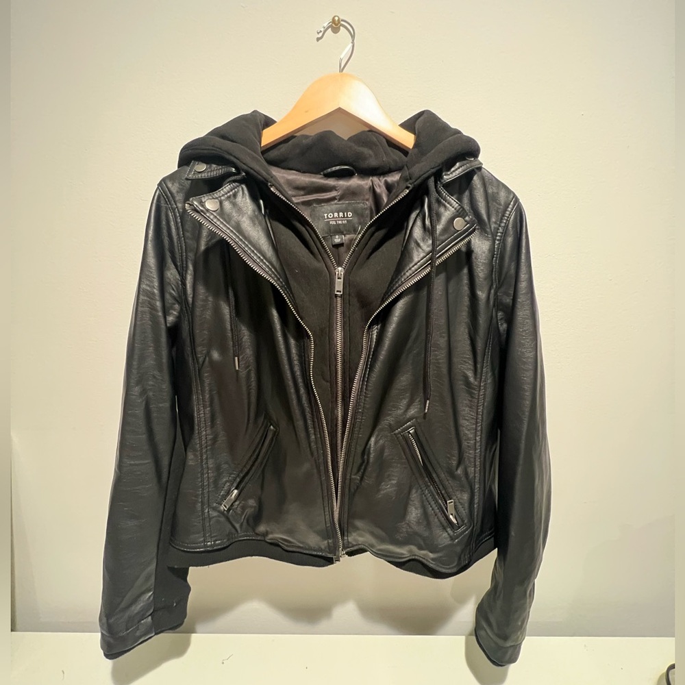 TORRID!! Black Hooded Leather Jacket! NEW WITH TAGS!!